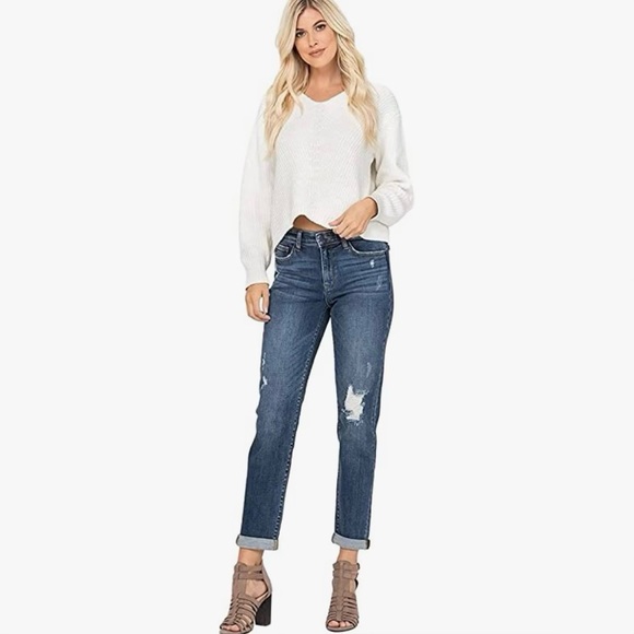 Judy Blue Denim - 💋NWT💋 Judy Blue Cuffed Destroyed Slim Fit Jeans  Plus Size 24W